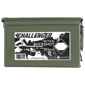 Challenger Ammo, 12GA Tactical Buckshot, 2-3/4” 00 Buck, 175 Round Steel Ammo Box