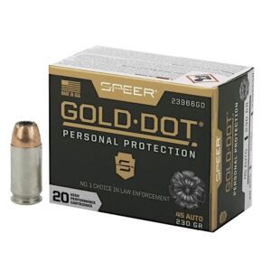 Speer Ammo, LE Gold Dot 45ACP 230 Grain HP, 20 Rounds