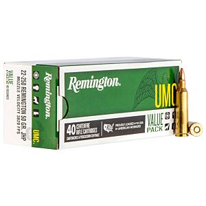 Remington Ammo, UMC Value Pack 22-250 Rem 50 Grain JHP, 40 Rounds