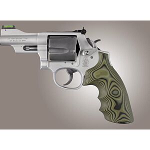 Hogue Grips, S&W K or L Frame, Round Frame Conversion, G10 Smooth, Green