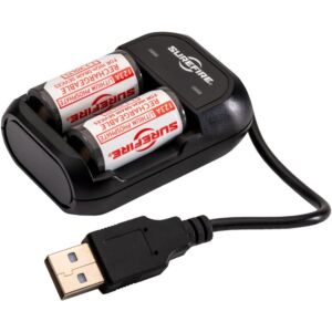 SureFire 123A Rechargeable Battery Kit, 2 Batteries & USB Charger