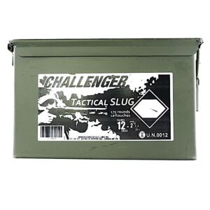 Challenger Ammo, 12GA Tactical Slug, 2-3/4" 1oz Low Recoil, 175 Round Steel Ammo Box