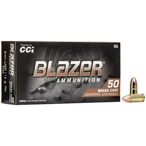 Blazer Ammo, 9mm 115 Grain FMJ, 50 Rounds