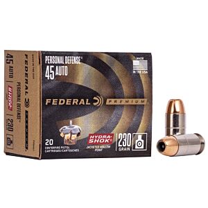Federal Ammo, 45 ACP 230 Grain Hydra-Shok JHP, 20 Rounds