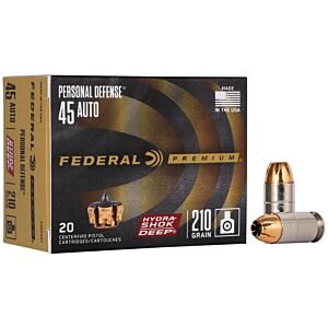 Federal Ammo, 45 ACP 210 Grain Hydra-Shok Deep JHP, 20 Rounds