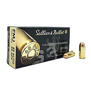 Sellier & Bellot Ammo, 45 ACP 230 Grain FMJ, 50 Rounds
