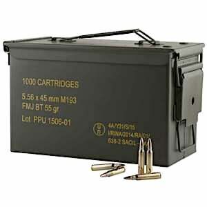 PPU Ammo, 5.56mm 55 Grain Rangemaster FMJBT, 1000 Round Steel Ammo Box
