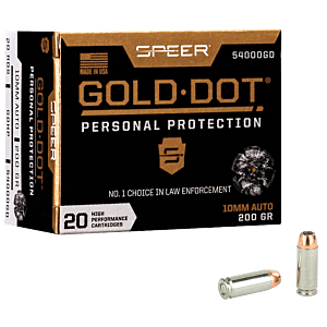 Speer Ammo, LE Gold Dot 10mm 200 Grain HP, 20 Rounds